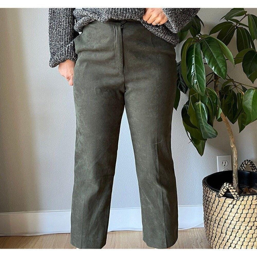 vtg 90s Smith & Hawken green cropped pants straight leg trousers casual Medium - Picture 6 of 8